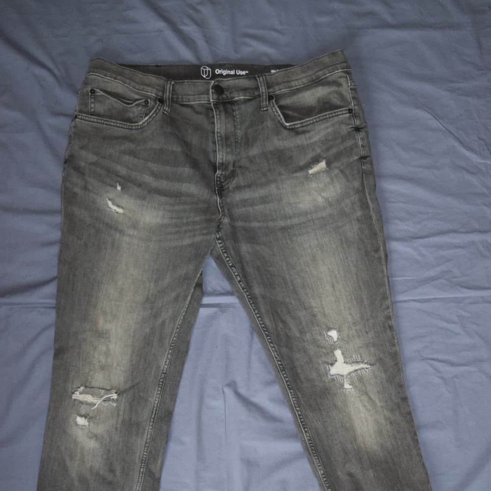 Slate Grey Ripped Jeans